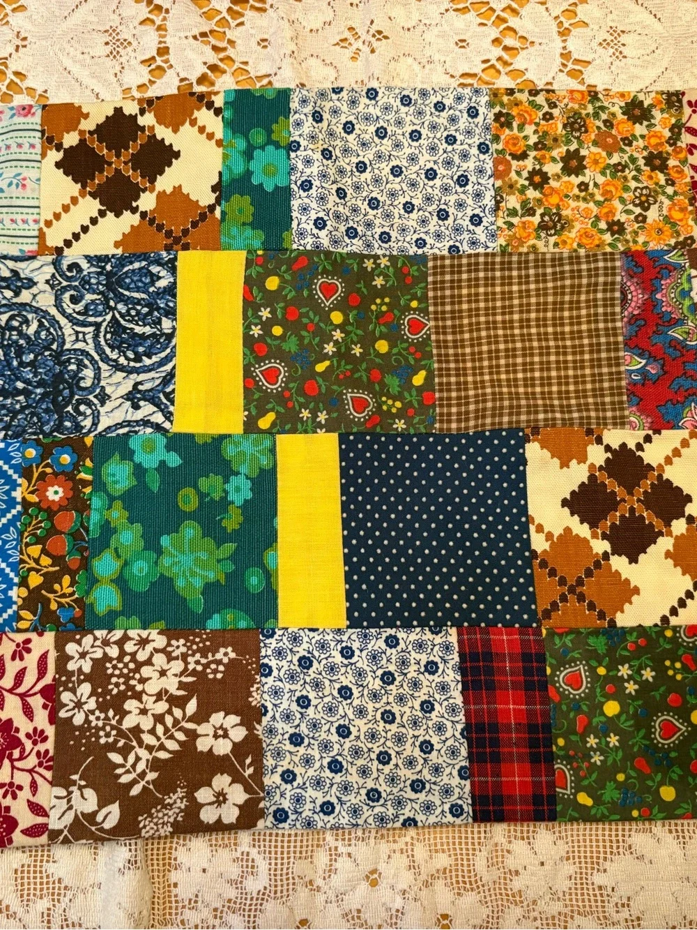 Handmade Patchwork Placemats ♥️ Set of 4 Multicolor Floral & Plaid